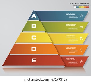 5 steps pyramid with free space for text on each level. infographics, presentations or advertising. EPS10.