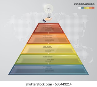 5 steps pyramid with free space for text on each level. infographics, presentations or advertising. EPS10.