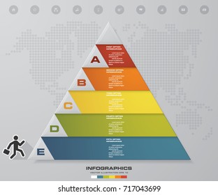 5 steps pyramid with free space for text on each level. infographics, presentations or advertising. EPS10.