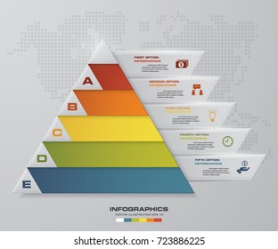 5 steps pyramid with free space for text on each level. infographics, presentations or advertising. EPS10.
