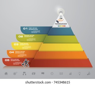 5 steps pyramid with free space for text on each level. infographics, presentations or advertising. EPS10.