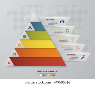 5 steps pyramid with free space for text on each level. infographics, presentations or advertising. EPS10.