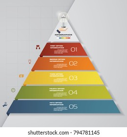 5 steps pyramid with free space for text on each level. infographics, presentations or advertising. EPS10.