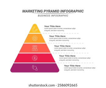 5 Steps Pyramid Infographic for Business Presentation, Poster, Banner and Booklet.