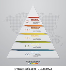 5 steps pyramid from paper with free space for text on each level. infographics, presentations or advertising. EPS10.