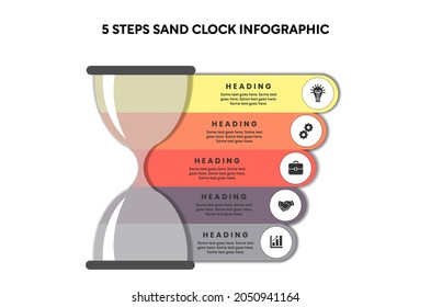5 Steps Sand Clock Infographic in Vector for Business Presentation