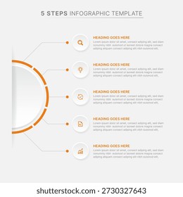 Plantilla de infografía de proceso empresarial de semicírculo de 5 pasos