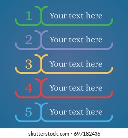 5 steps sequence rank template infographic chart with color line style