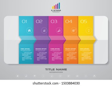 5 steps simple&editable process chart infographics element. EPS 10.
