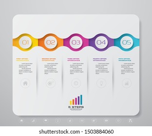 5 steps simple&editable process chart infographics element. EPS 10.