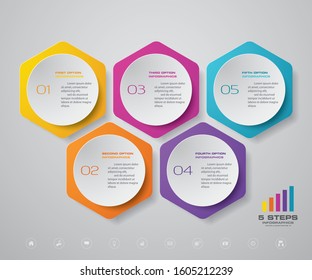 5 steps simple&editable process chart infographics element. 