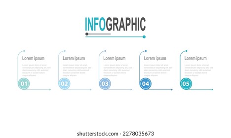 5 pasos Marco cuadrado Plantilla informativa ilustración de datos empresariales