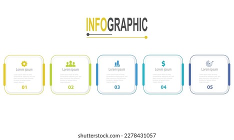 5 steps Square frame Infographic template business data illustration