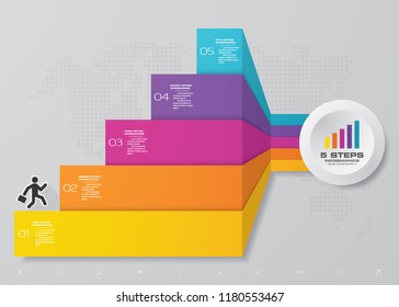 5 steps staircase banner infographic element for presentation.
