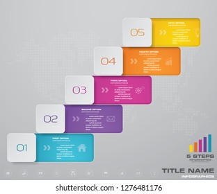 5 steps staircase infographic element for presentation. EPS 10.	