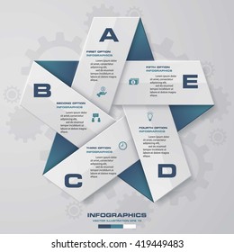 5 steps in star shape infographics design. Vector. template/graphic or website layout.