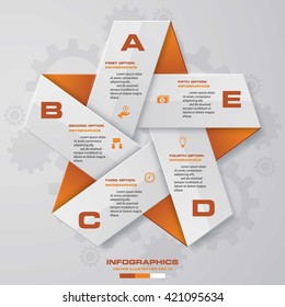 5 steps in star shape infographics design. Vector. template/graphic or website layout.