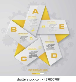 5 steps in star shape infographics design. Vector. template/graphic or website layout.