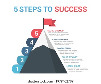 5 Steps to success, infographic template, leadership or motivation concept, vector eps10 illustration