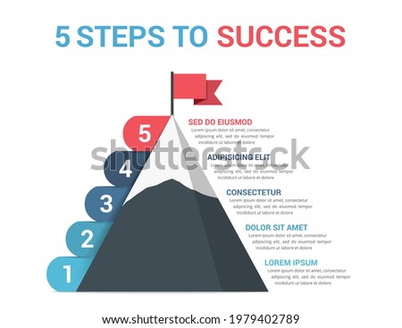 5 Steps to success, infographic template, leadership or motivation concept, vector eps10 illustration