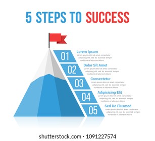 5 Steps to success infographics, leadership or motivation concept, vector eps10 illustration