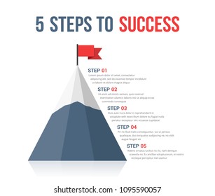 5 Steps To Success Infographics, Leadership Or Motivation Concept, Vector Eps10 Illustration