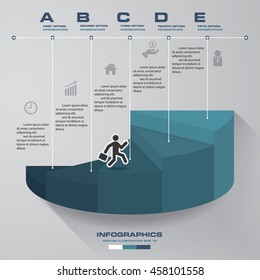 5 steps template for presentation. man walking on stairs use for Infographics design with 5 options timelines. EPS10.