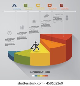 5 steps template for presentation. man walking on stairs use for Infographics design with 5 options timelines. EPS10.