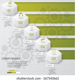 5 Steps template/graphic or website layout. Simple&Editable Vector Background.