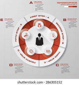 5 Steps template/graphic or website layout. Simple&Editable Vector Background.