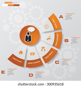 5 Steps template/graphic or website layout on the stage. Vector Illustration.