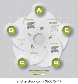 5 Steps template/graphic or website layout on the stage. Vector Illustration.