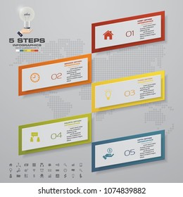 5 steps Timeline arrow infographic element. 5 steps infographic, vector banner can be used for workflow layout, diagram,presentation, education or any number option. EPS10.