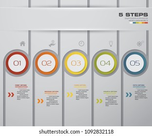 5 steps Timeline arrow infographic element. 5 steps infographic, vector banner can be used for workflow layout, diagram,presentation, education or any number option. EPS10.