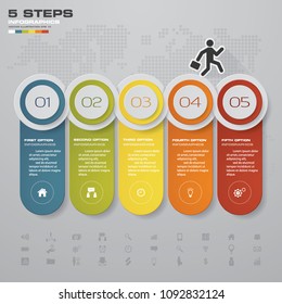 5 steps Timeline arrow infographic element. 5 steps infographic, vector banner can be used for workflow layout, diagram,presentation, education or any number option. EPS10.