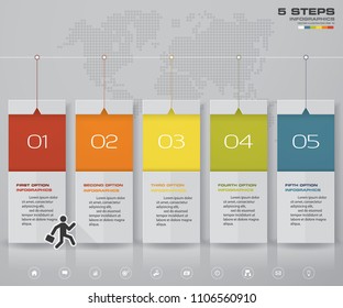 5 steps Timeline arrow infographic element. 5 steps infographic, vector banner can be used for workflow layout, diagram,presentation, education or any number option. EPS10.