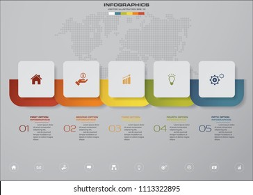5 steps Timeline arrow infographic element. 5 steps infographic, vector banner can be used for workflow layout, diagram,presentation, education or any number option. EPS10.