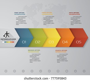 5 steps Timeline arrow infographic element. 5 steps infographic, vector banner can be used for workflow layout, diagram,presentation, education or any number option. EPS10.