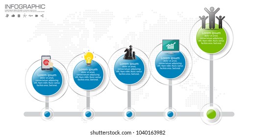 5 steps timeline infographic design vector and icons can be used for workflow layout, diagram, report, web design. Business concept with options, steps or processes.