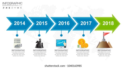 5 steps timeline infographic design vector and icons can be used for workflow layout, diagram, report, web design. Business concept with options, steps or processes.