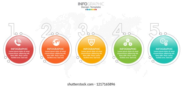 5 Steps timeline infographic design vector and icons can be used for workflow layout, diagram, report, web design. Business concept with options, steps or processes.