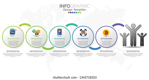 5 Steps timeline infographic design vector and icons can be used for workflow layout, diagram, report, web design. Business concept with options, steps or processes.
