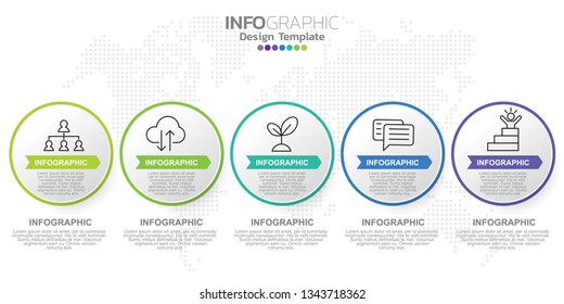 5 Steps timeline infographic design vector and icons can be used for workflow layout, diagram, report, web design. Business concept with options, steps or processes.
