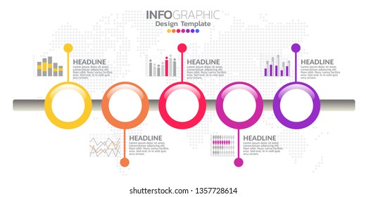5 Steps timeline infographic design vector and icons