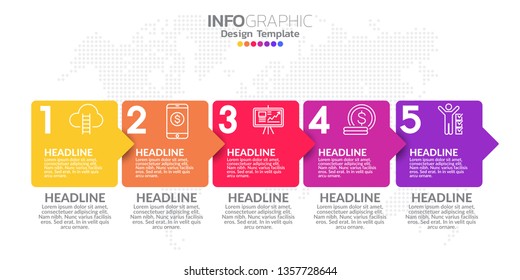 5 Steps timeline infographic design vector and icons