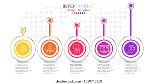 5 Steps timeline infographic design vector and icons 