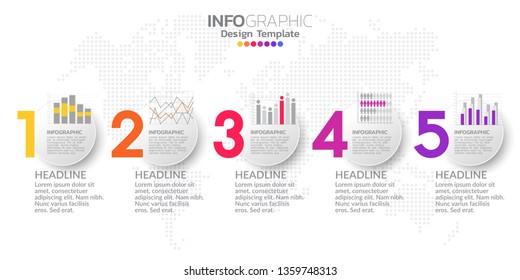 5 Steps timeline infographic design vector and icons 