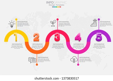 5 Steps timeline infographic design vector and icons can be used for workflow layout, diagram, report, web design.