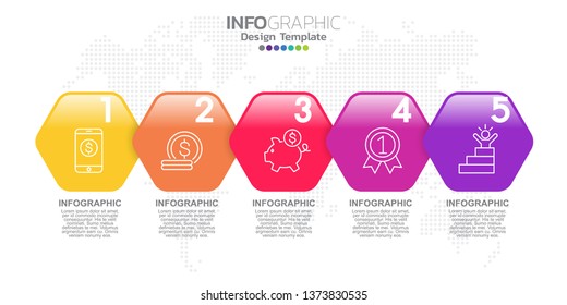 5 Steps timeline infographic design vector and icons can be used for workflow layout, diagram, report, web design.