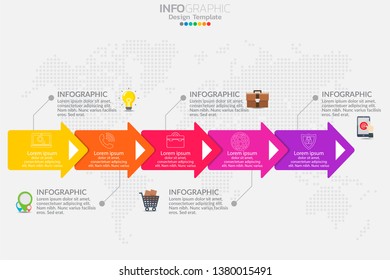 5 Steps timeline infographic design vector and icons can be used for workflow layout, diagram, report, web design. Business concept with options, steps or processes.
